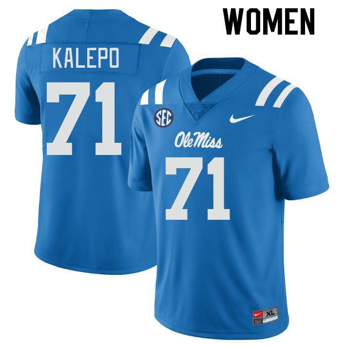 Women #71 Nate Kalepo Ole Miss Rebels College Football Jerseys Stitched-Power Blue